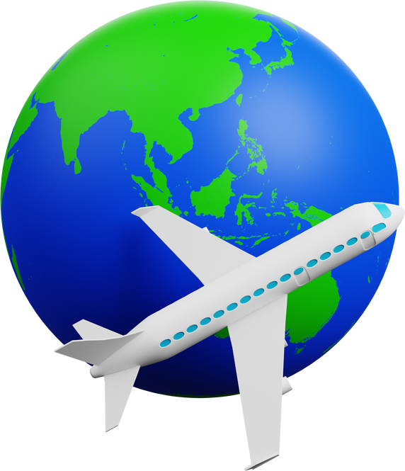 3d globe and air plane